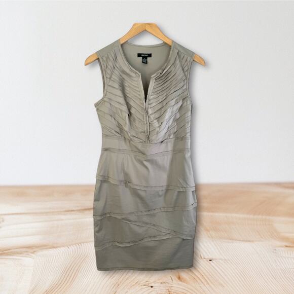 Alfani Sleeveless Tiered Bandage Sheath Pencil Mini Work Dress Gray Taupe Sz 2 - Picture 1 of 10